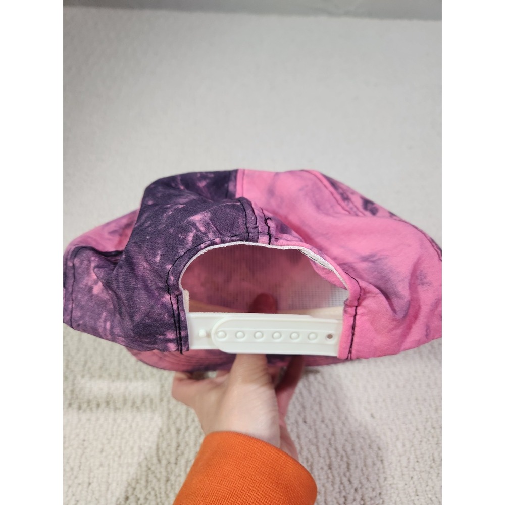VTG Pensacola‎ Beach Trucker Hat Cap Snapback Pink And Black Tie Dye - Picture 2 of 3